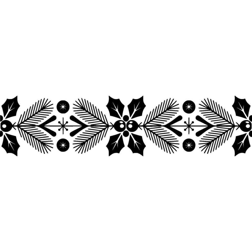 Minimalist Christmas Border Holly, Fir, and Decorative Elements vector