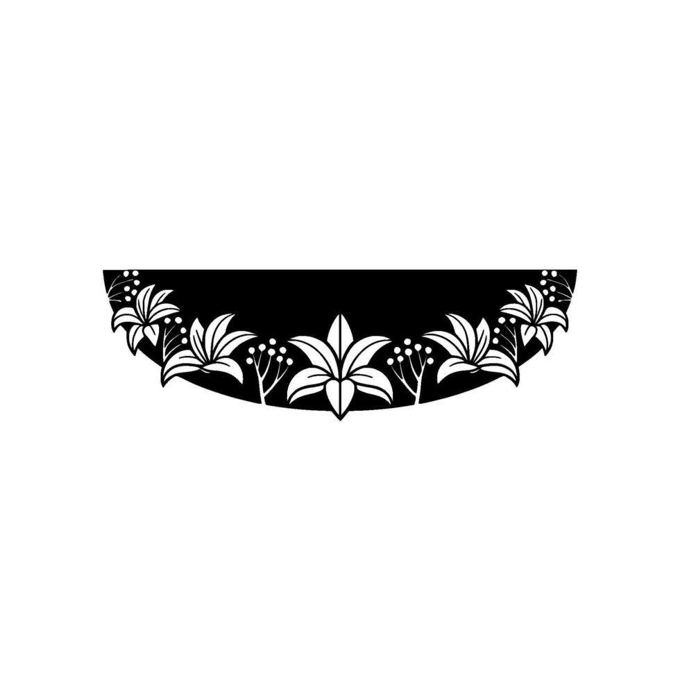 Floral Border Silhouette Elegant Black and White Element vector
