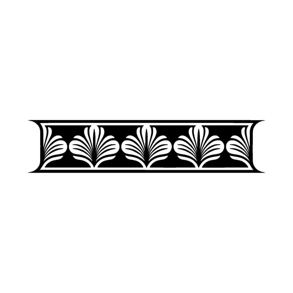 Elegant Decorative Border Monochrome Floral Pattern on White Background vector