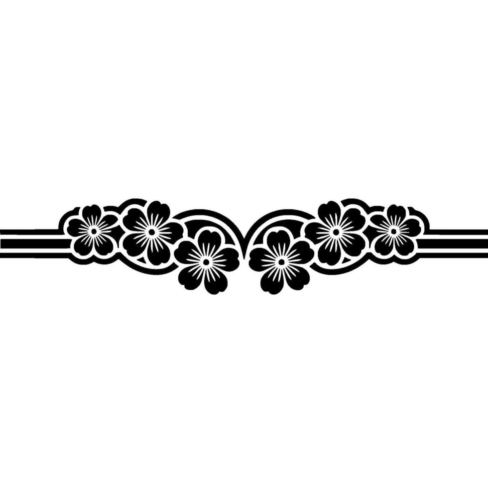 Elegant Floral Divider Black Flowers on White Background vector