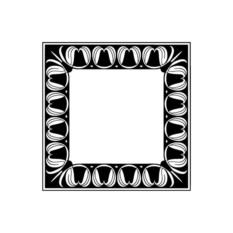 Art Nouveau Frame Elegant Black and White Decorative Border for vector