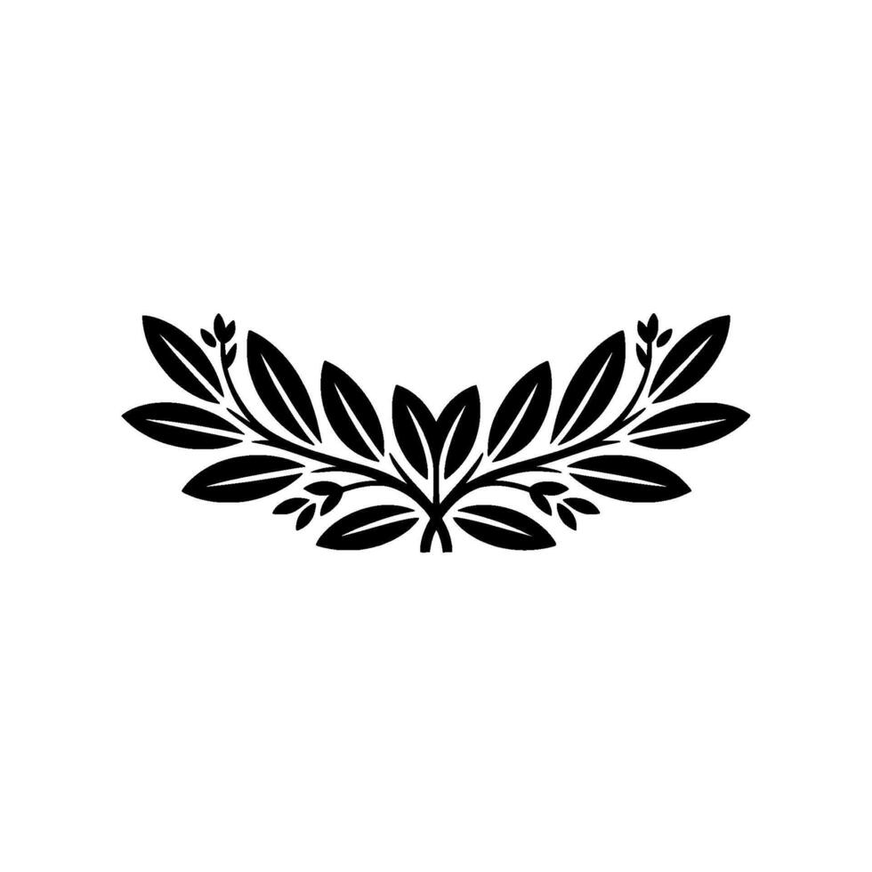 Elegant Black Foliage Crest on White Background vector