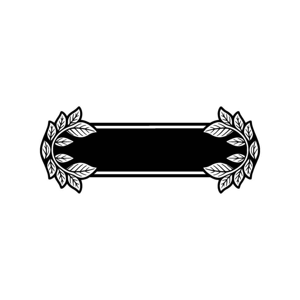 Elegant Black White Banner with Leafy Laurel Wreaths vector