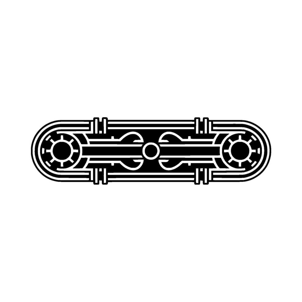 Abstract Black White Mechanical Emblem, Geometric vector