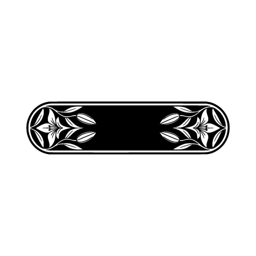 Elegant Floral Banner in Black and White, Decorative Label vector