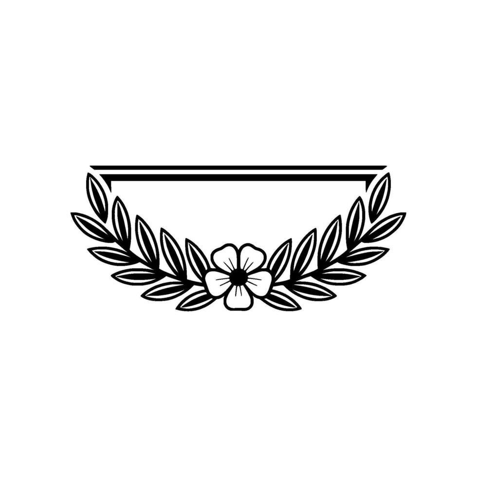 Elegant Floral Frame with Leaves and Flower, Minimalist vector