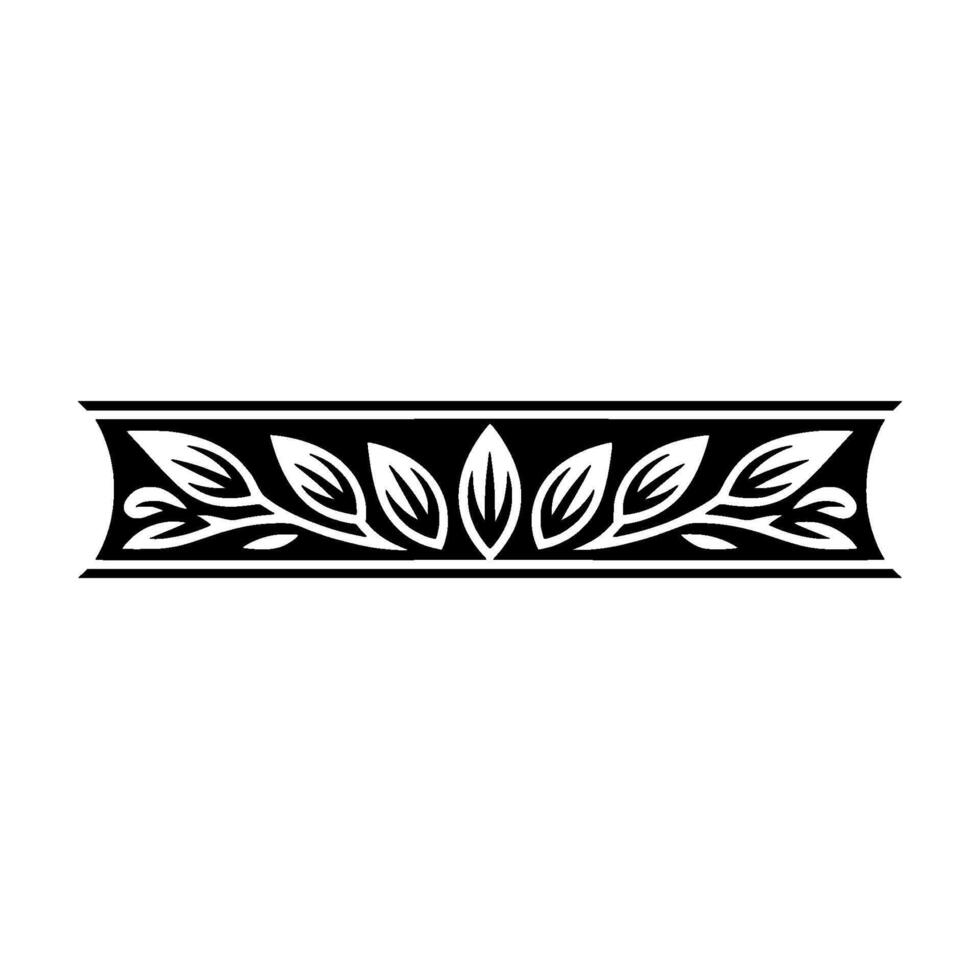 Black and White Leafy Border Illustration Decorative Element vector