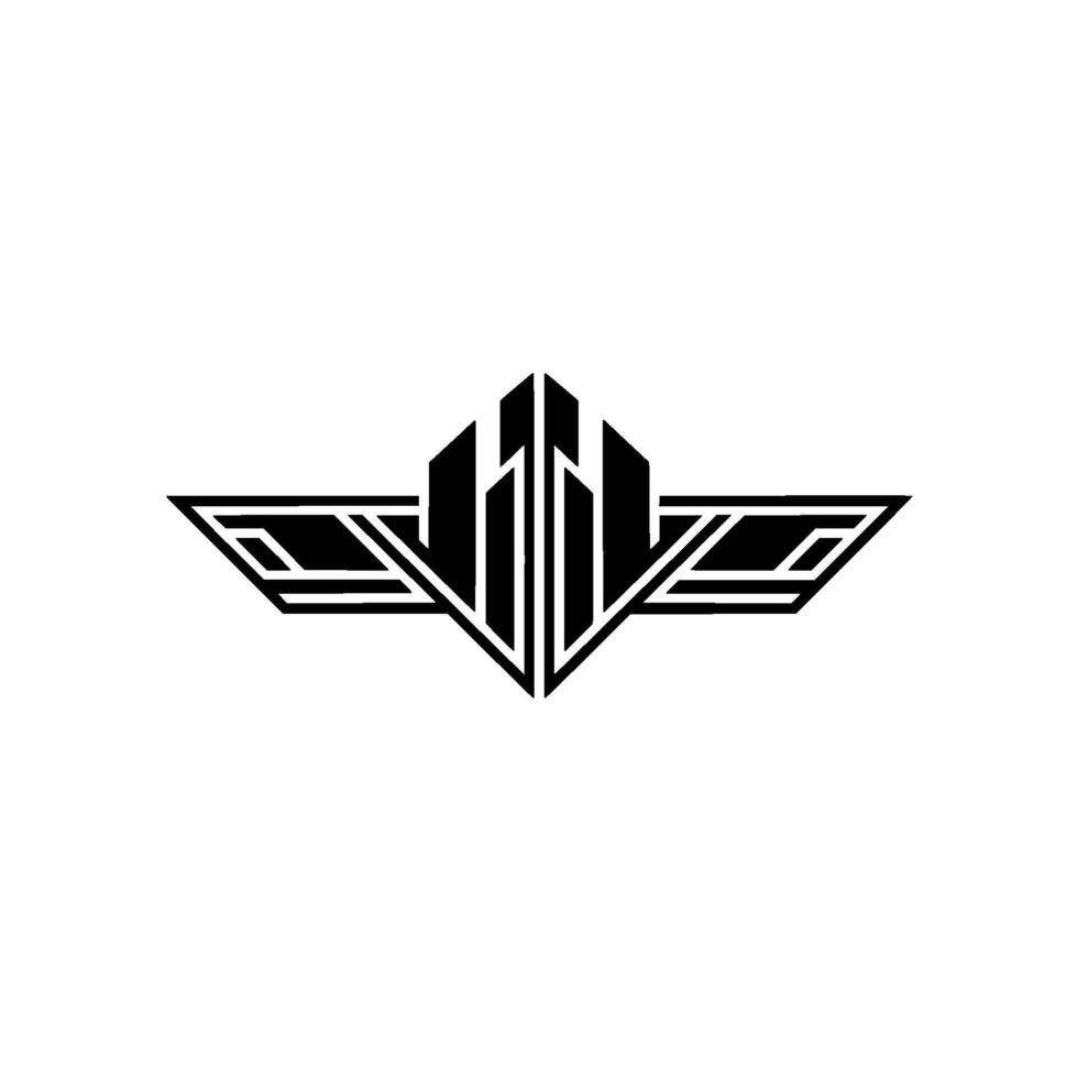 Modern Minimalist Geometric Winged Emblem on White vector