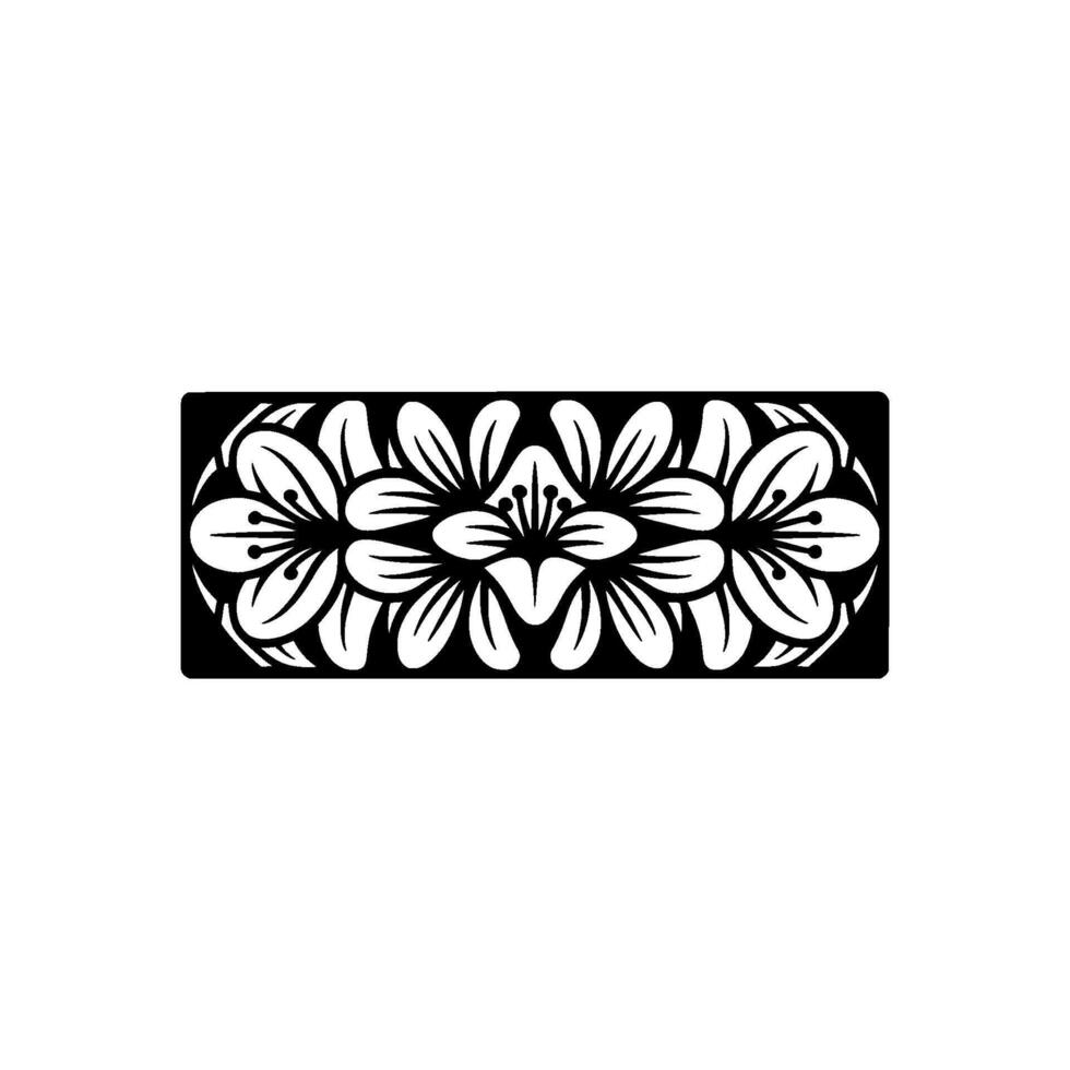 Floral Silhouette Border in Black and White, Elegant vector
