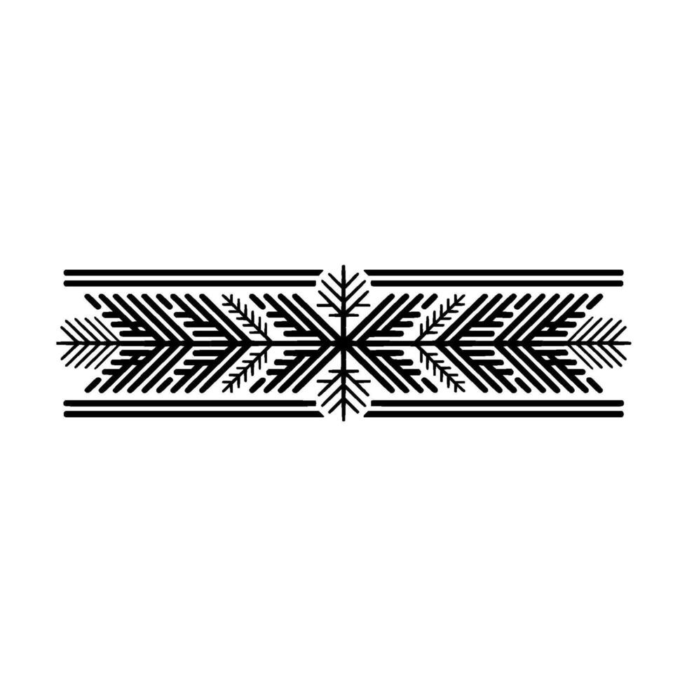 Minimalist Snowflake Border in Black on White, Festive Ornament vector