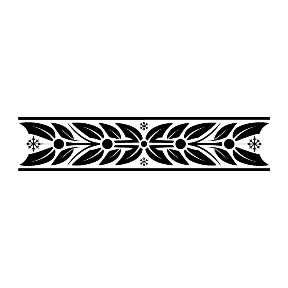 Winter Floral Ornament, Minimalist , Black and Red, Decorative Border vector