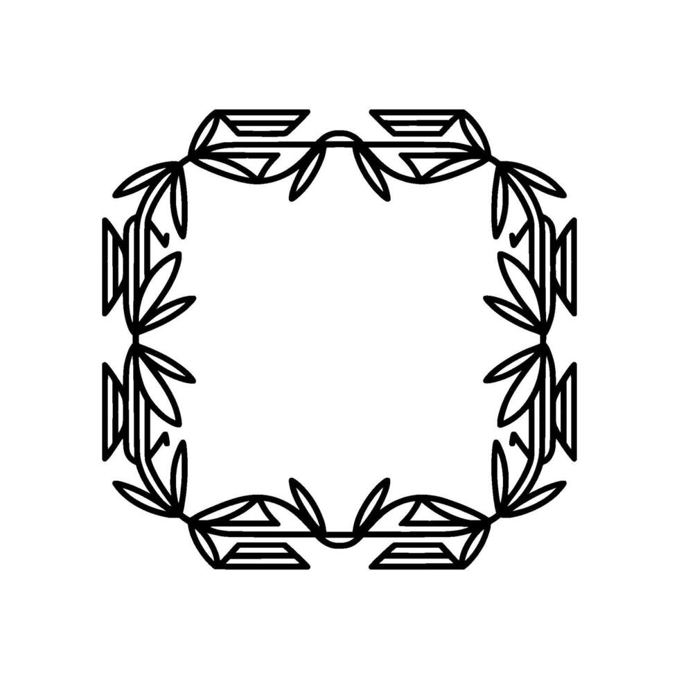 Elegant Black White Floral Frame , Minimalist Line Art vector
