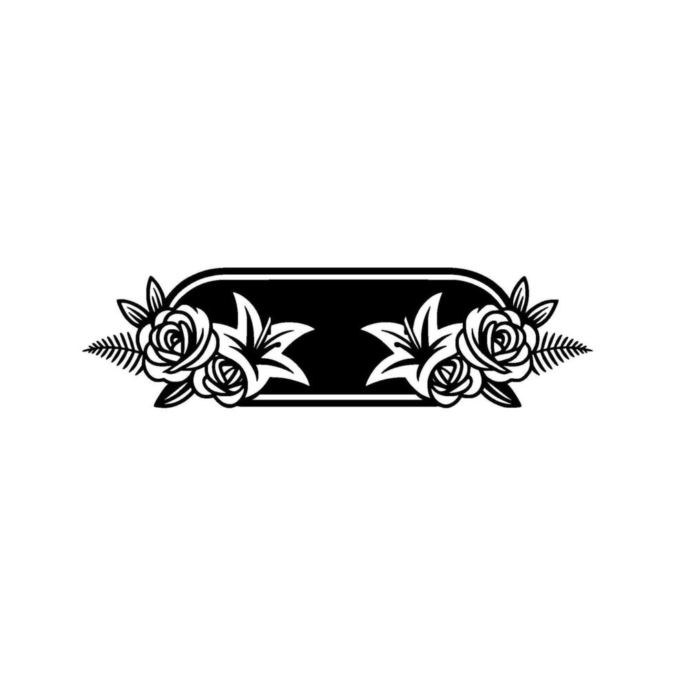Elegant Floral Frame, Black White , Botanical vector