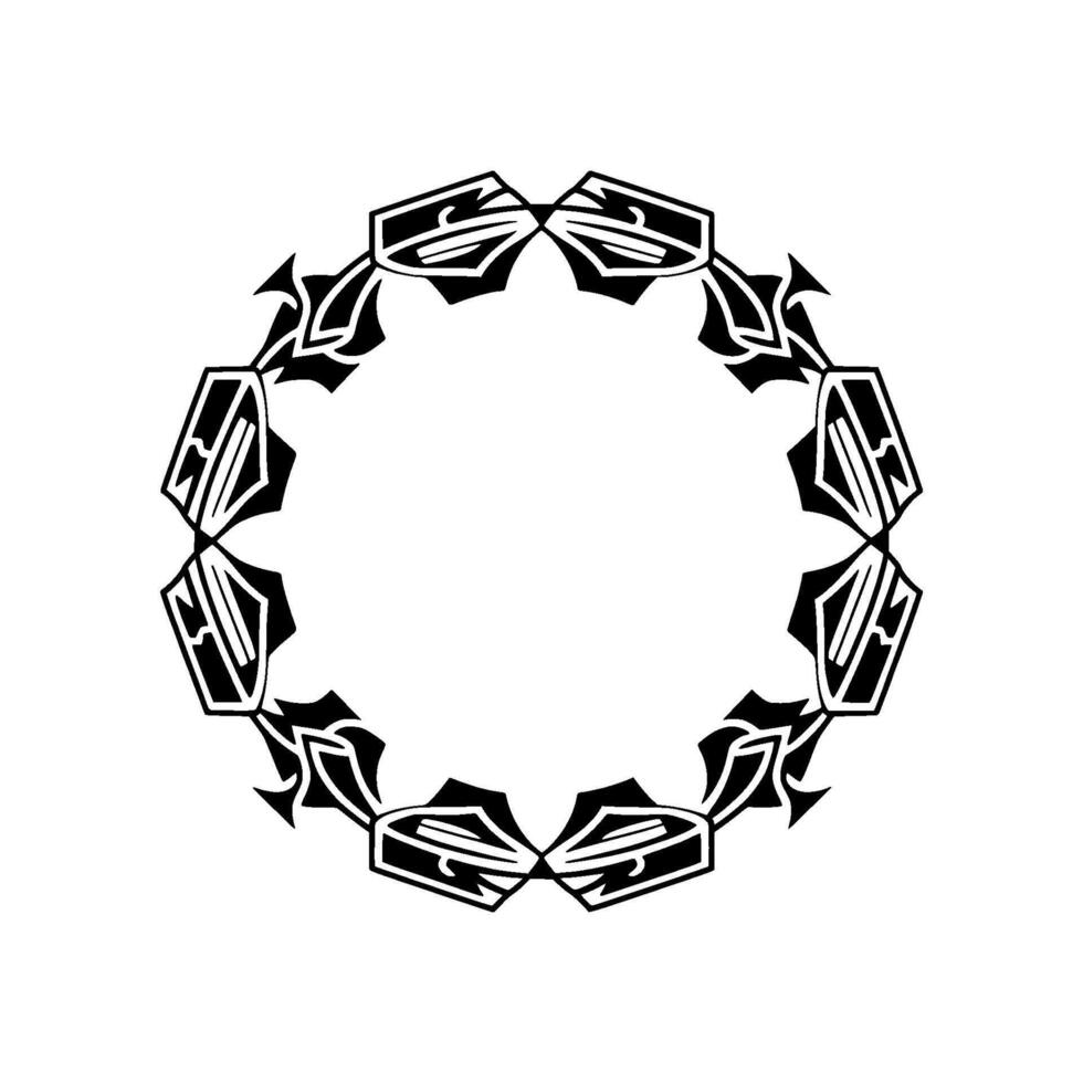 Geometric Art Deco Circle Frame, Black and White Illustration vector
