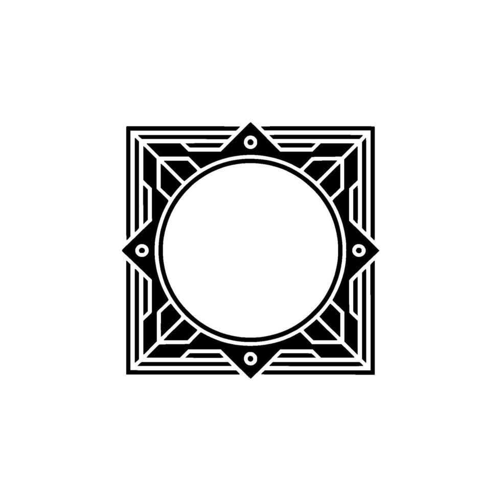 Art Deco Geometric Black and White Frame, Minimalist vector