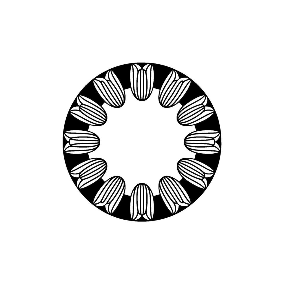 Minimalist Floral Circle Pattern in Black and White Decorative vector