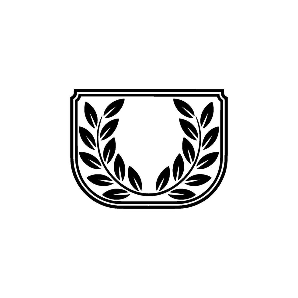 Elegant Black and White Laurel Wreath Emblem vector