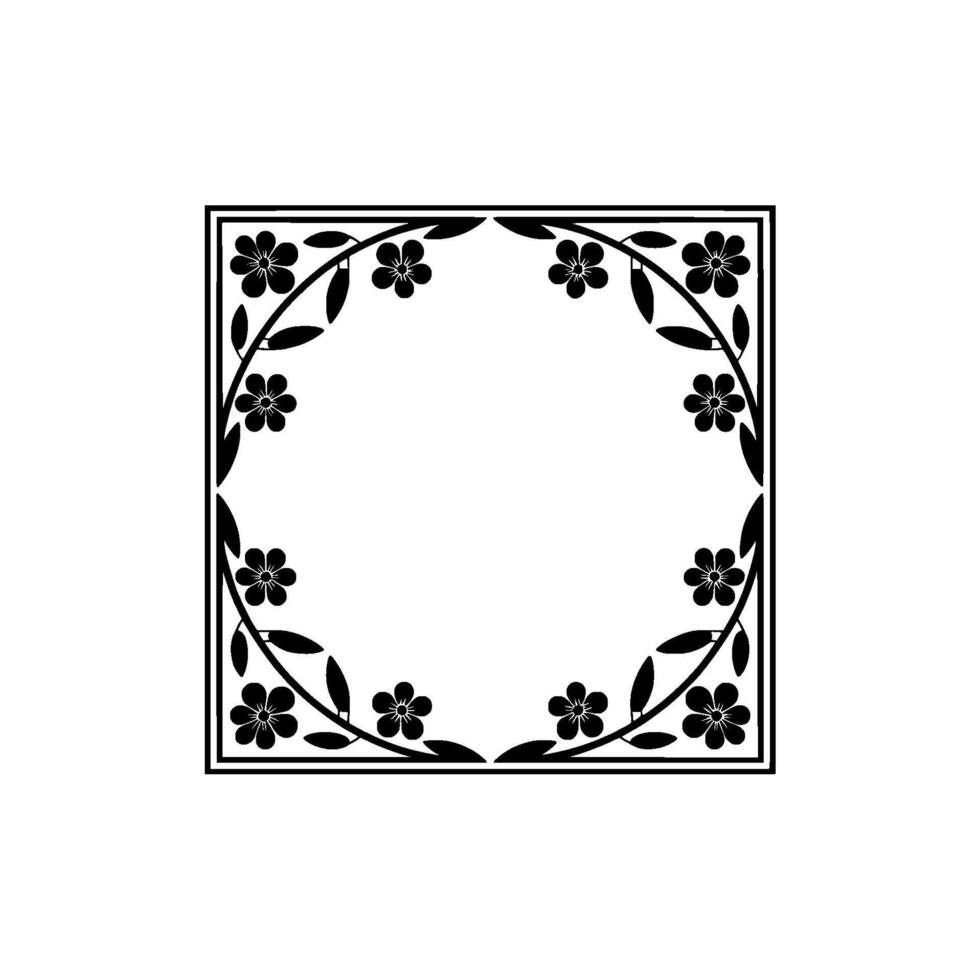 Minimalist Floral Frame, Black White , Elegance vector