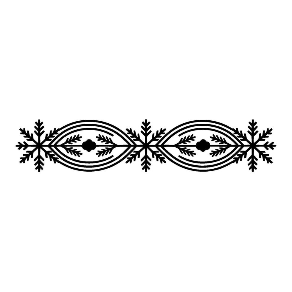 Minimalist Winter Border Black Leaves, Berries, and Snowflakes on White vector