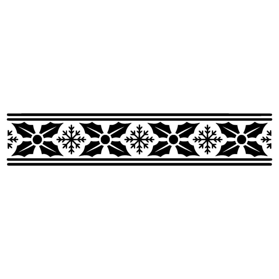 Christmas Border Holly Snowflake Pattern on White vector