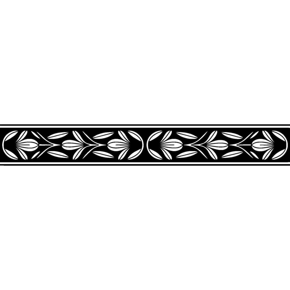 Elegant Floral Border in Black White, Decorative and Classic vector