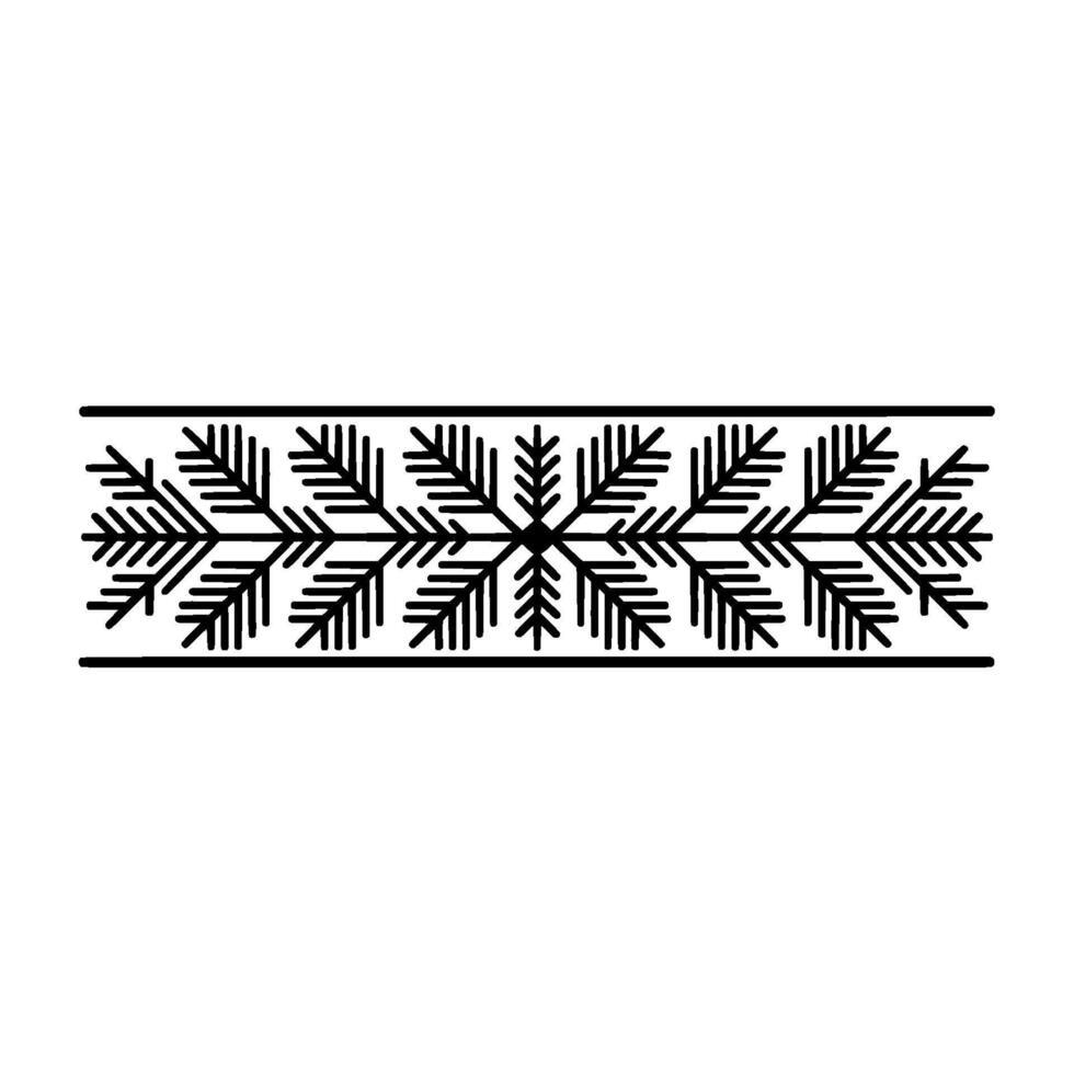 Black and White Snowflake Border Minimalist vector