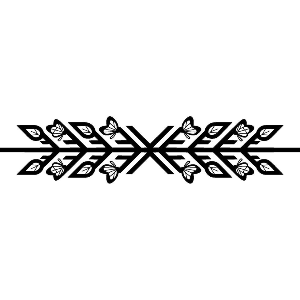 Elegant Geometric Butterfly and Leaf Ornament, Minimalist Line Art vector