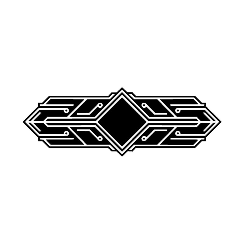 Geometric Circuit Board Emblem on White, Modern Tech vector