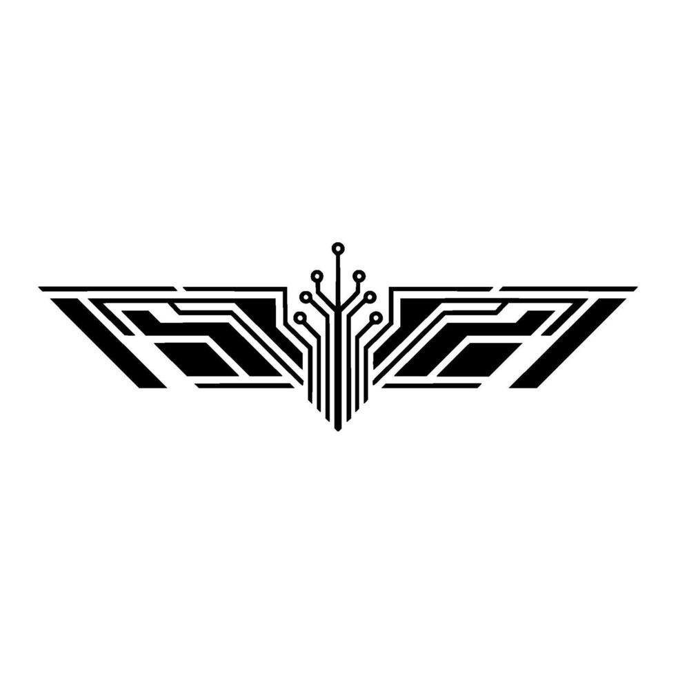 Tech Wing Emblem Circuit Board Abstract , Minimalist, vector