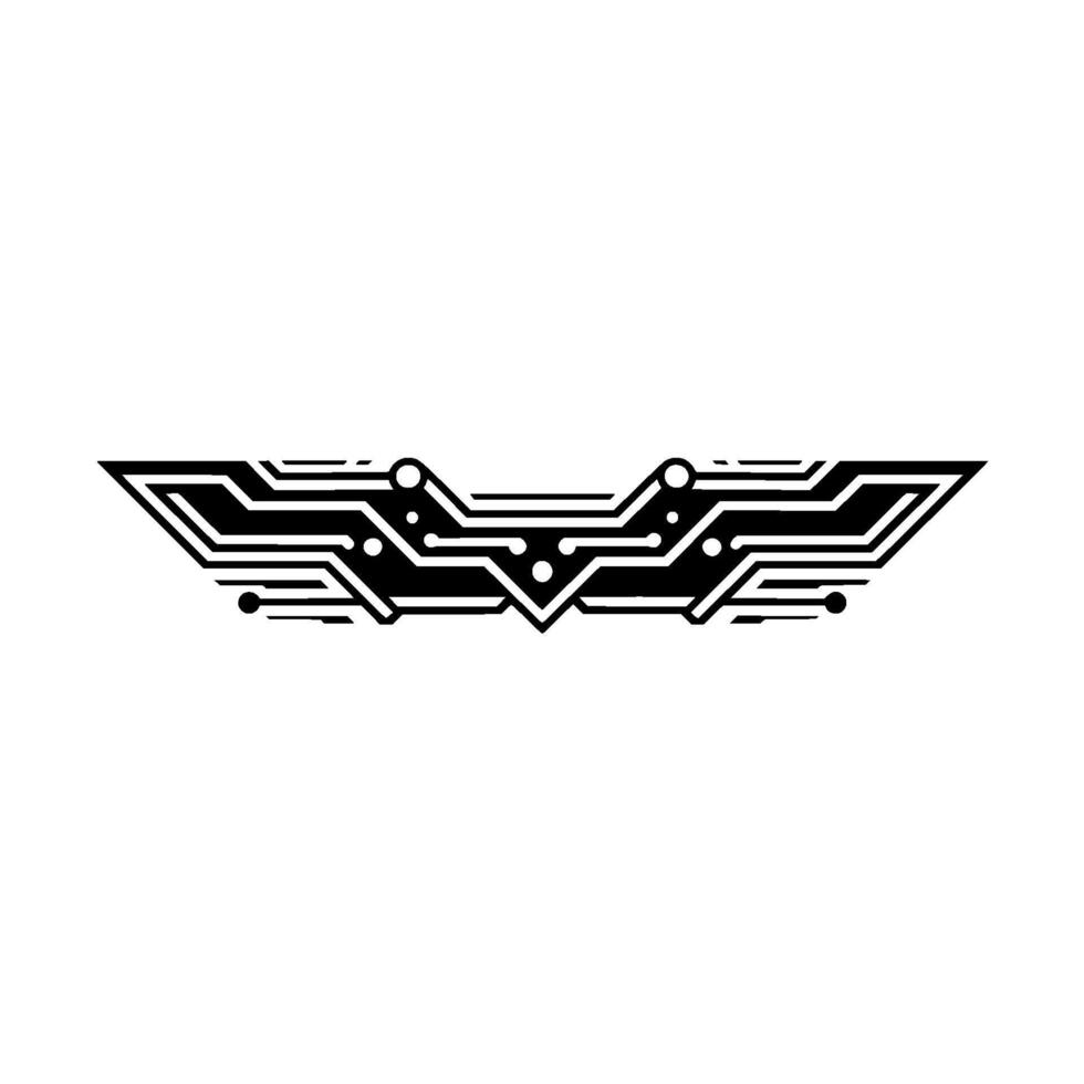 Abstract Circuitry Wing Tech Element, Black White vector