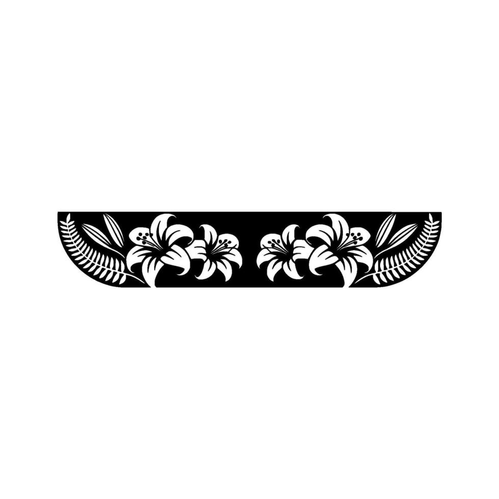 Floral Black White Border with Lilies Ferns vector
