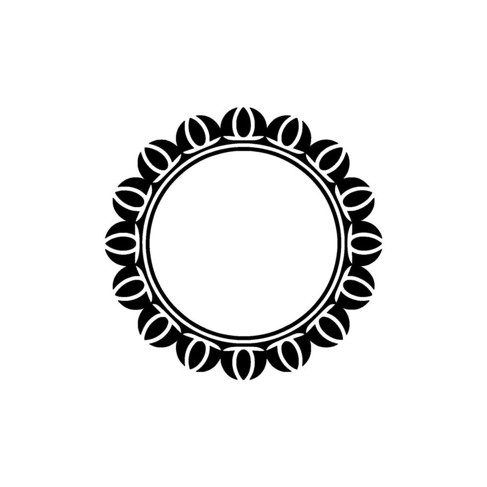 Black White Decorative Circle Frame on White Background Minimalist vector