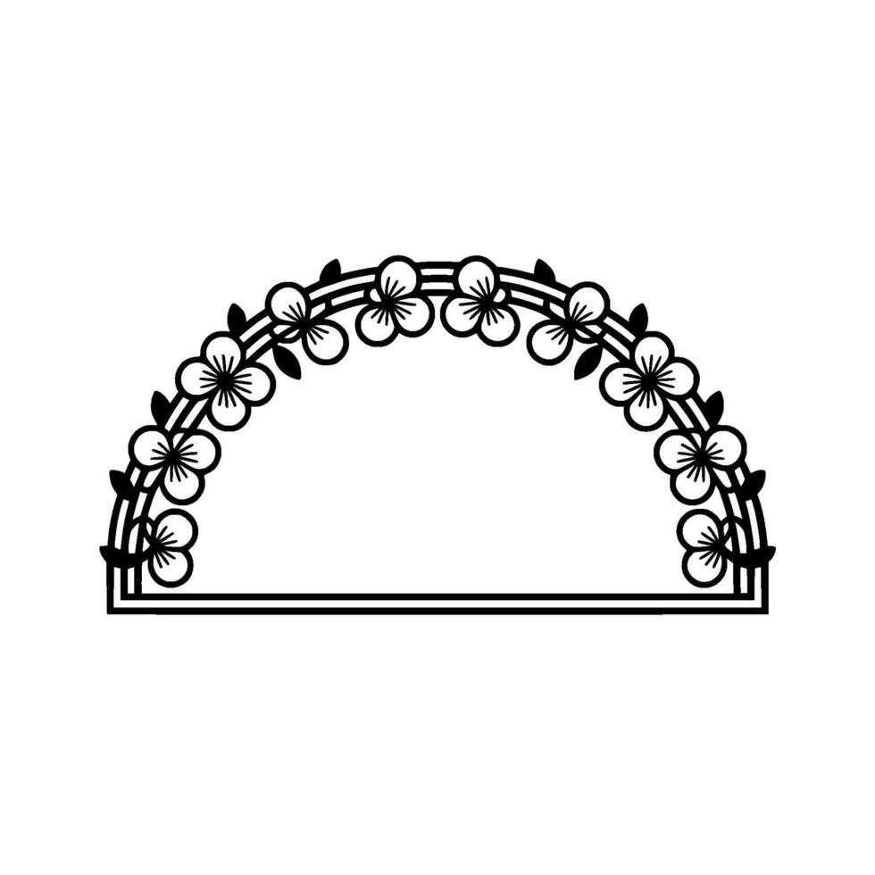 Floral Archway Frame, Minimalist Black and White Element vector