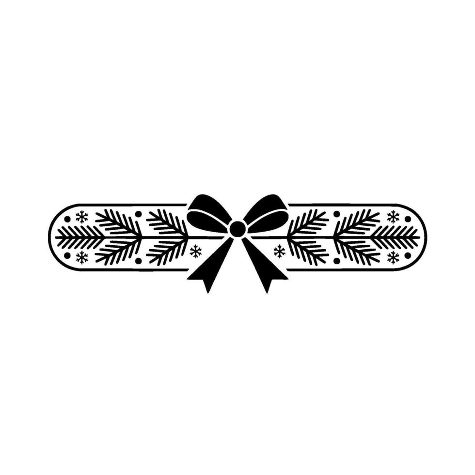 Elegant Christmas Ornament Black Bow Spruce Line Art vector