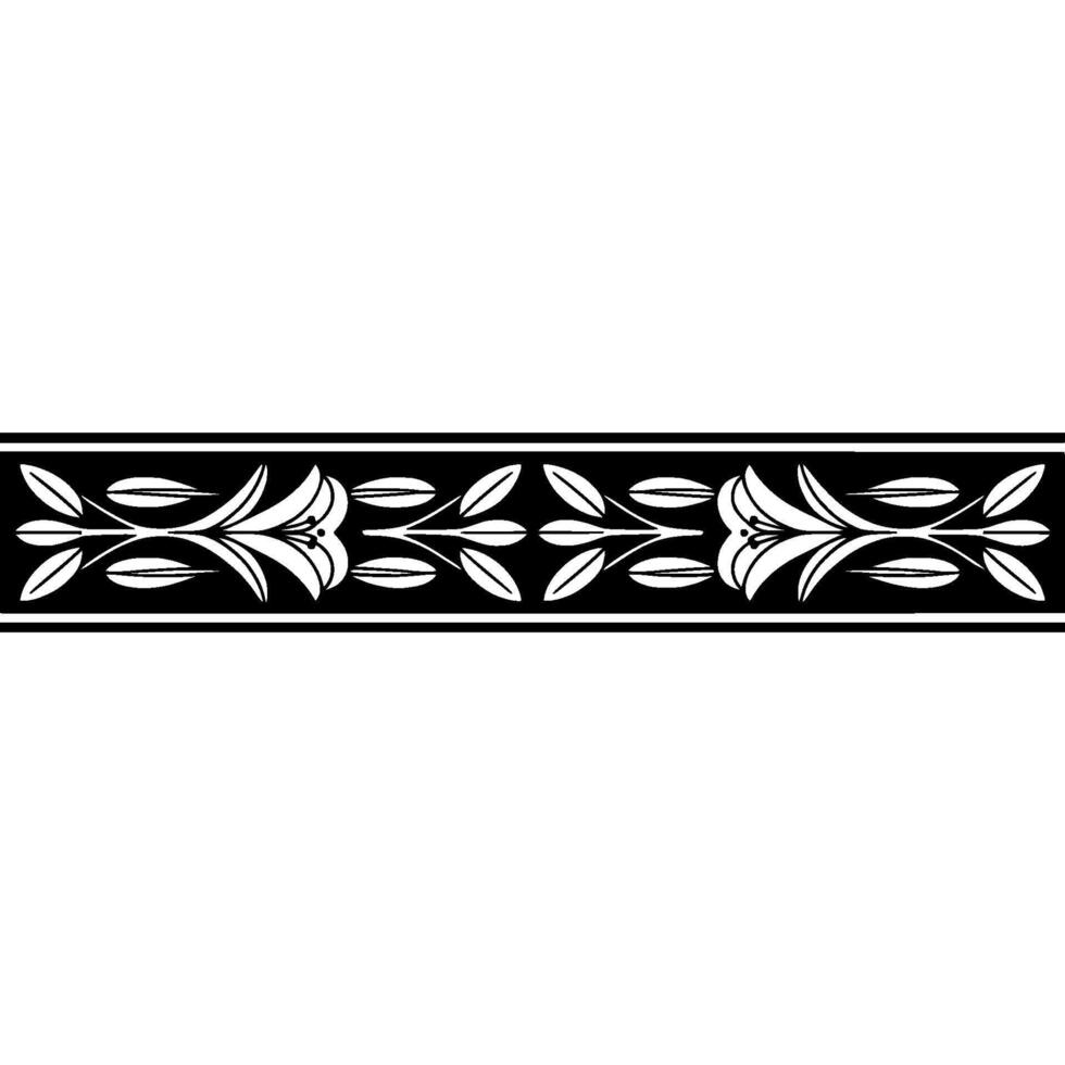 Elegant Black and White Floral Border for Invitation vector