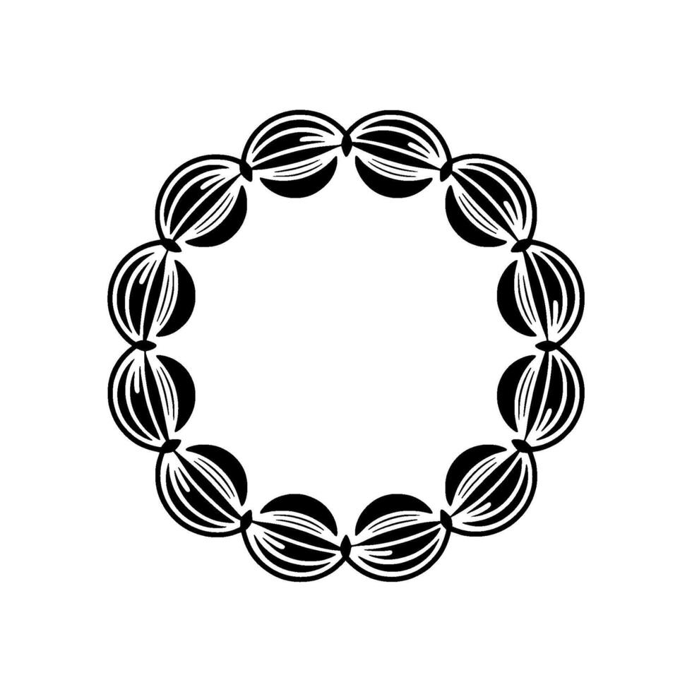 Modern Black and White Ornamental Floral Frame, Minimalist vector