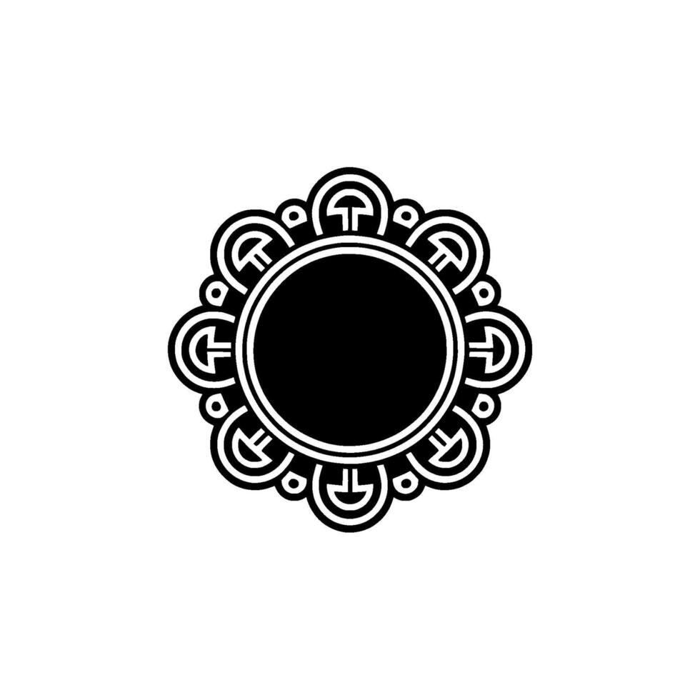 Elegant Circular Badge Emblem in Black Silver, Isolated on White vector