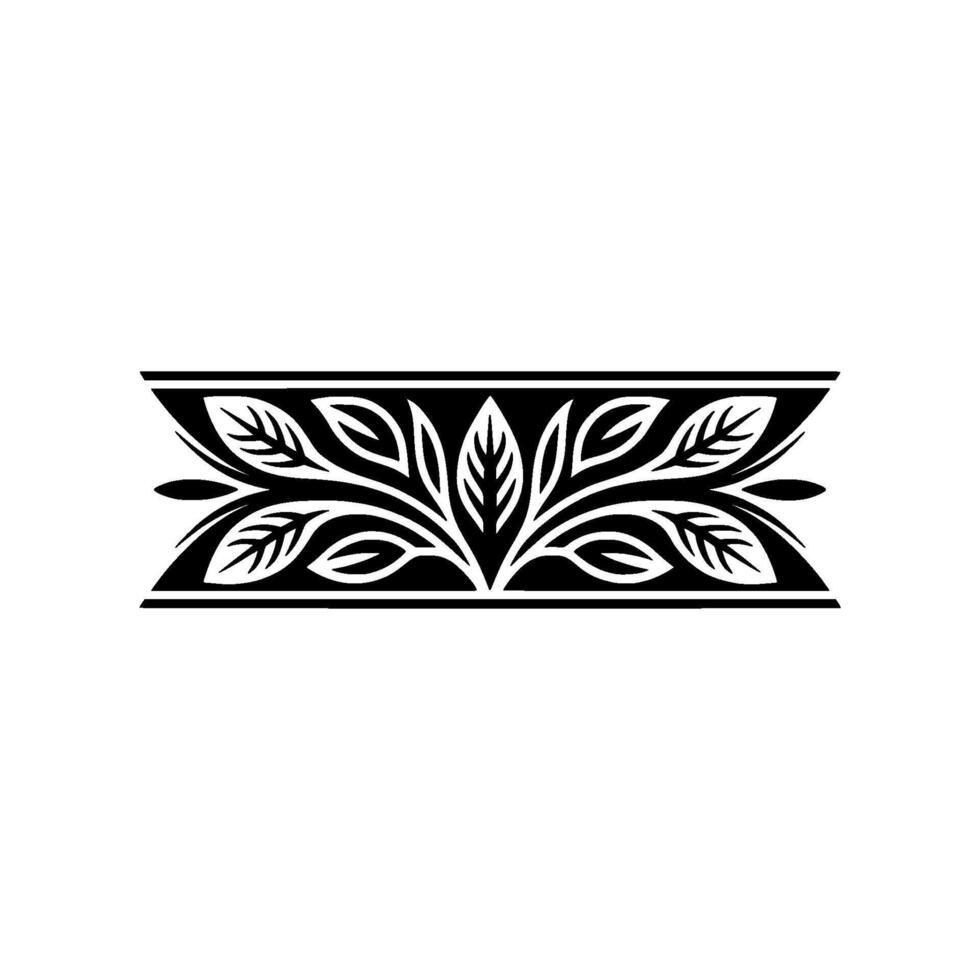 Elegant Black White Leaf Border , Botanical Ornament vector