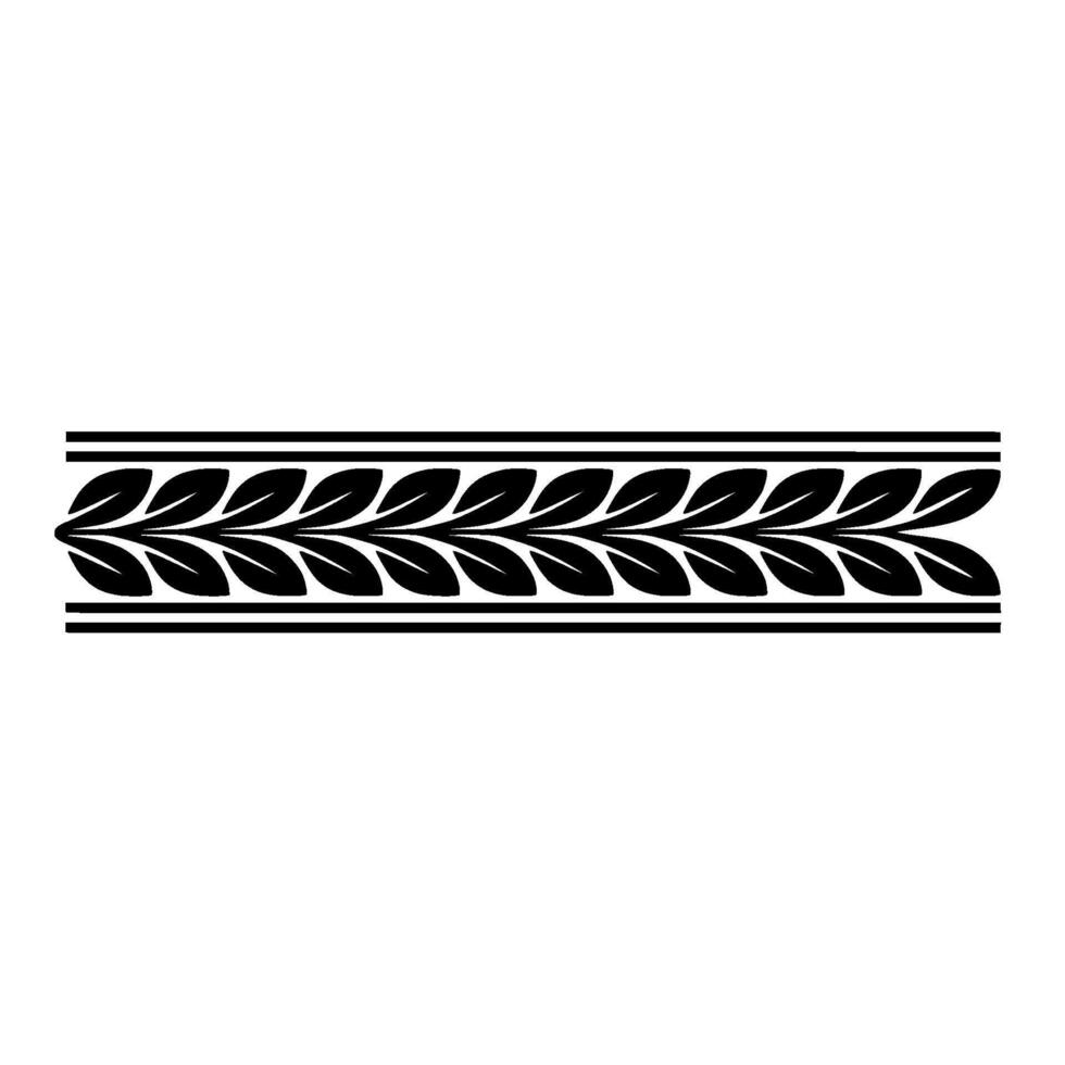 Black Leaf Border Ornament on White Background vector