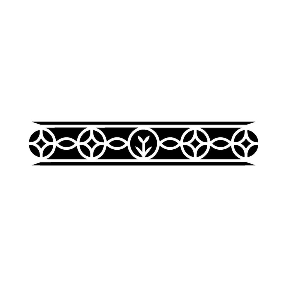 Black and White Decorative Border with Geometric and Floral Elements vector