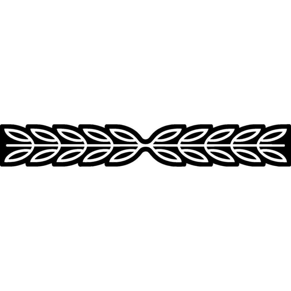 Simple Geometric Leaf Border, Black White Ornament on White Background vector