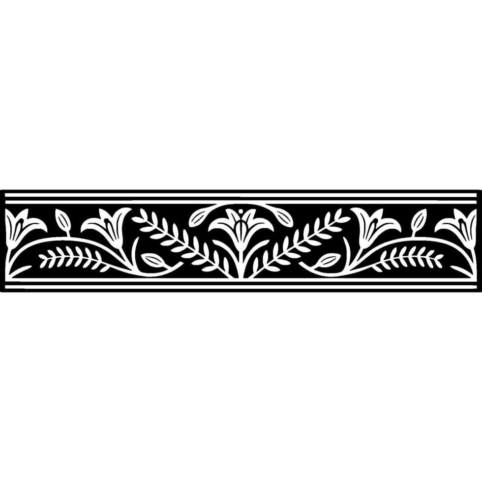 Elegant Black White Floral Border , Decorative vector