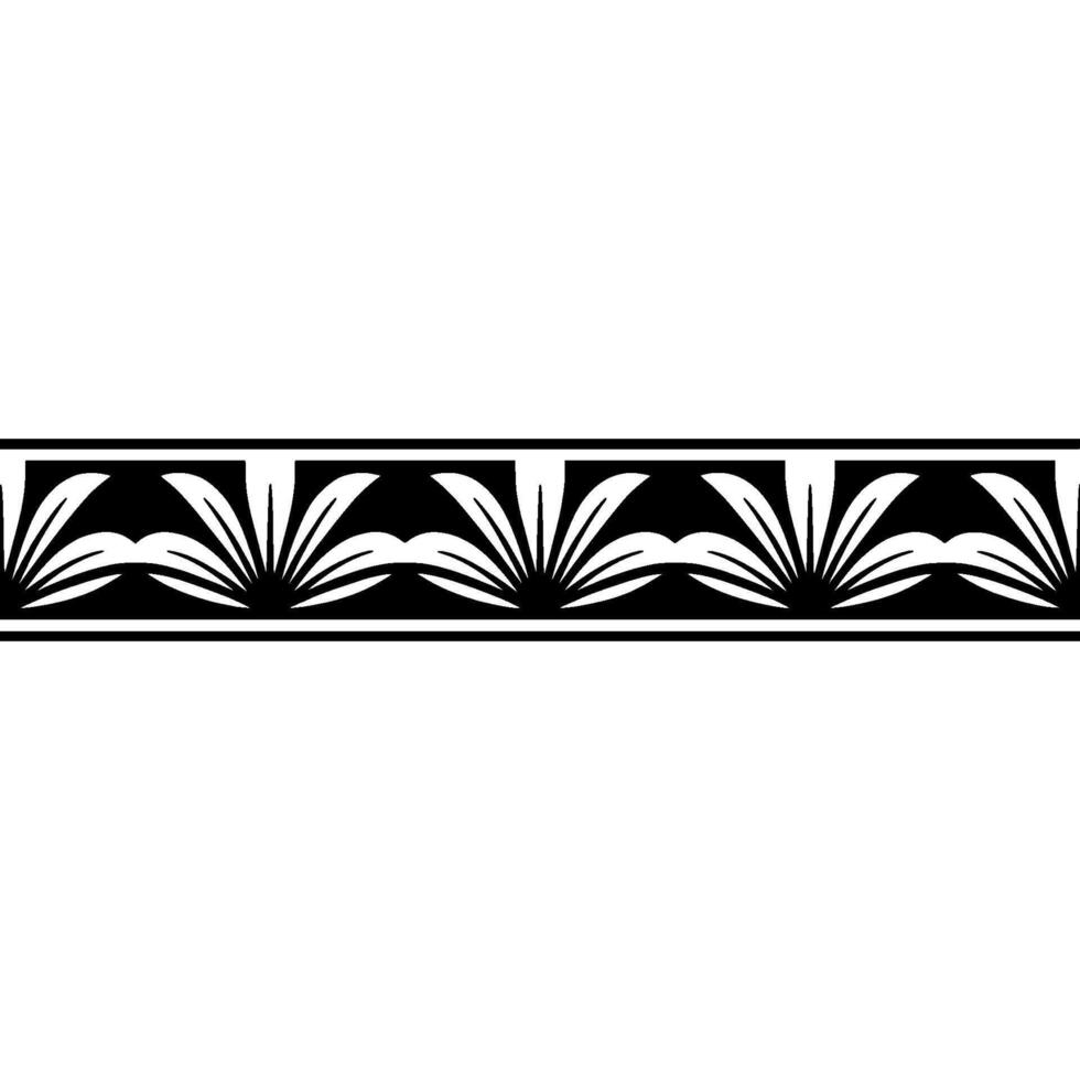 Black White Botanical Border, Art Deco Style vector