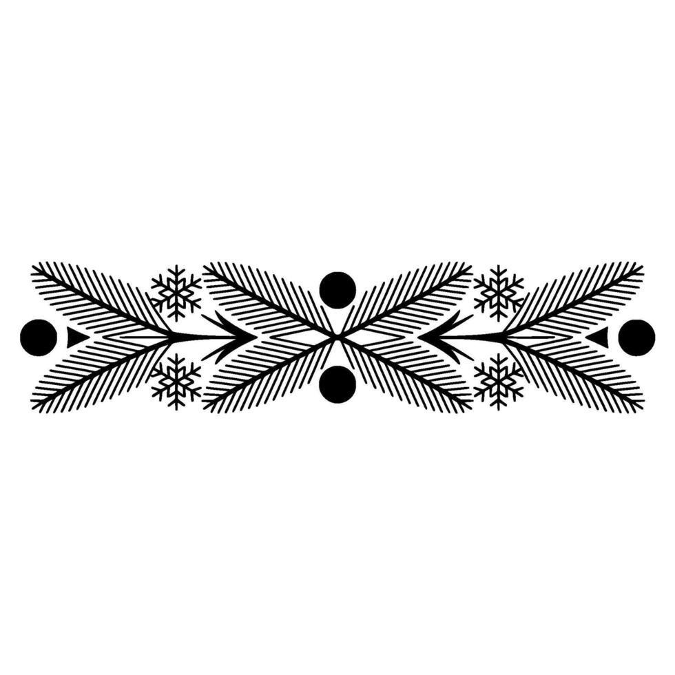 Minimalist Winter Foliage Border Element in Black and White vector