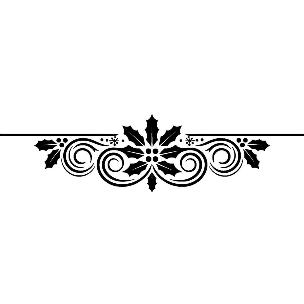 Elegant Christmas Holly Border Black Red Decorative vector
