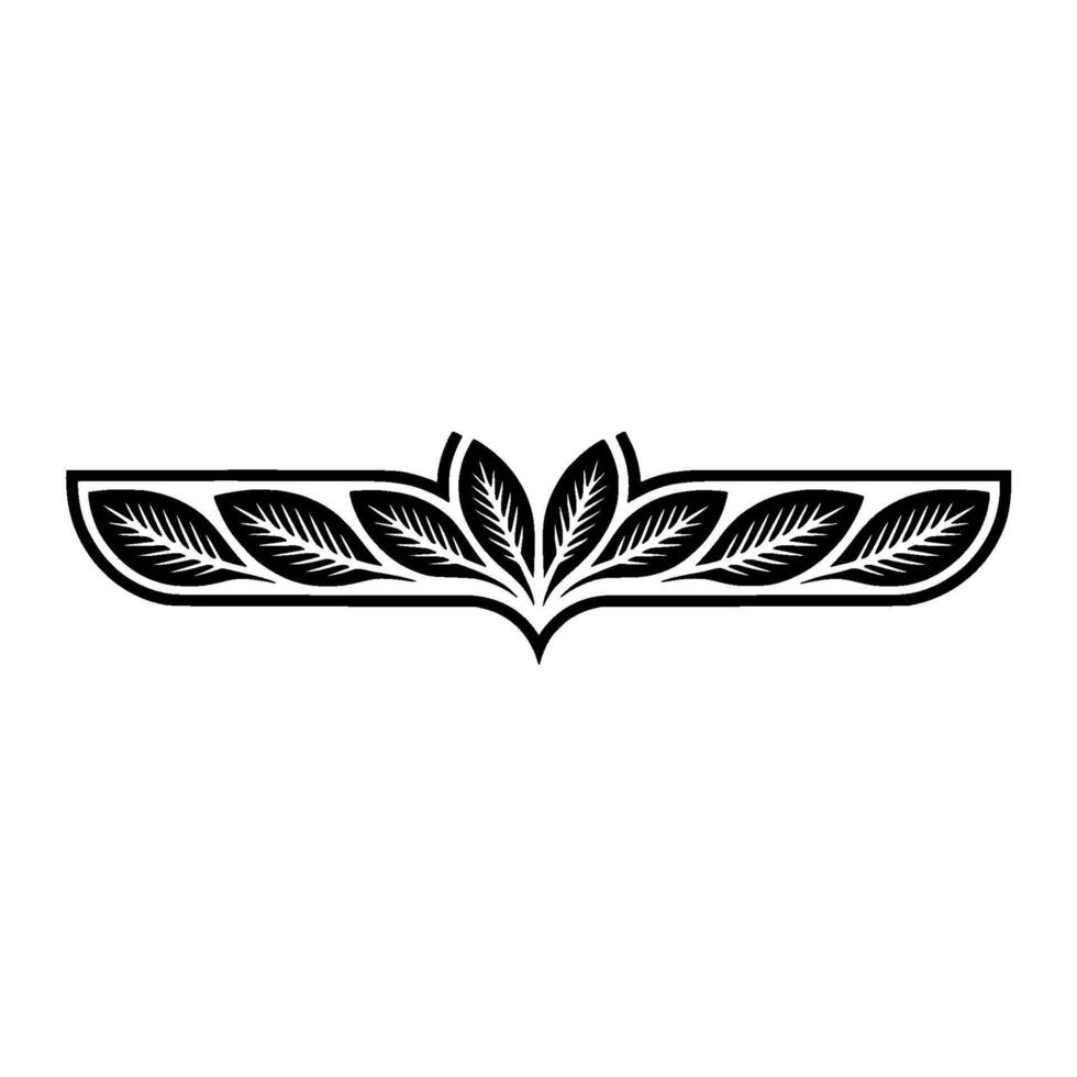 Elegant Black Leaf Ornament on White Background, Art vector