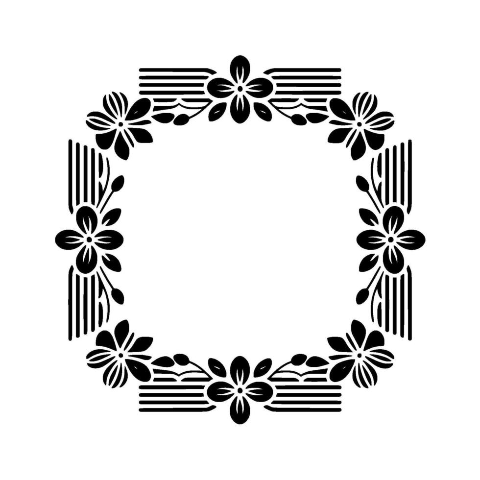 Floral Frame Silhouette, Geometric , Decorative Border, Elegant, Minimalist vector