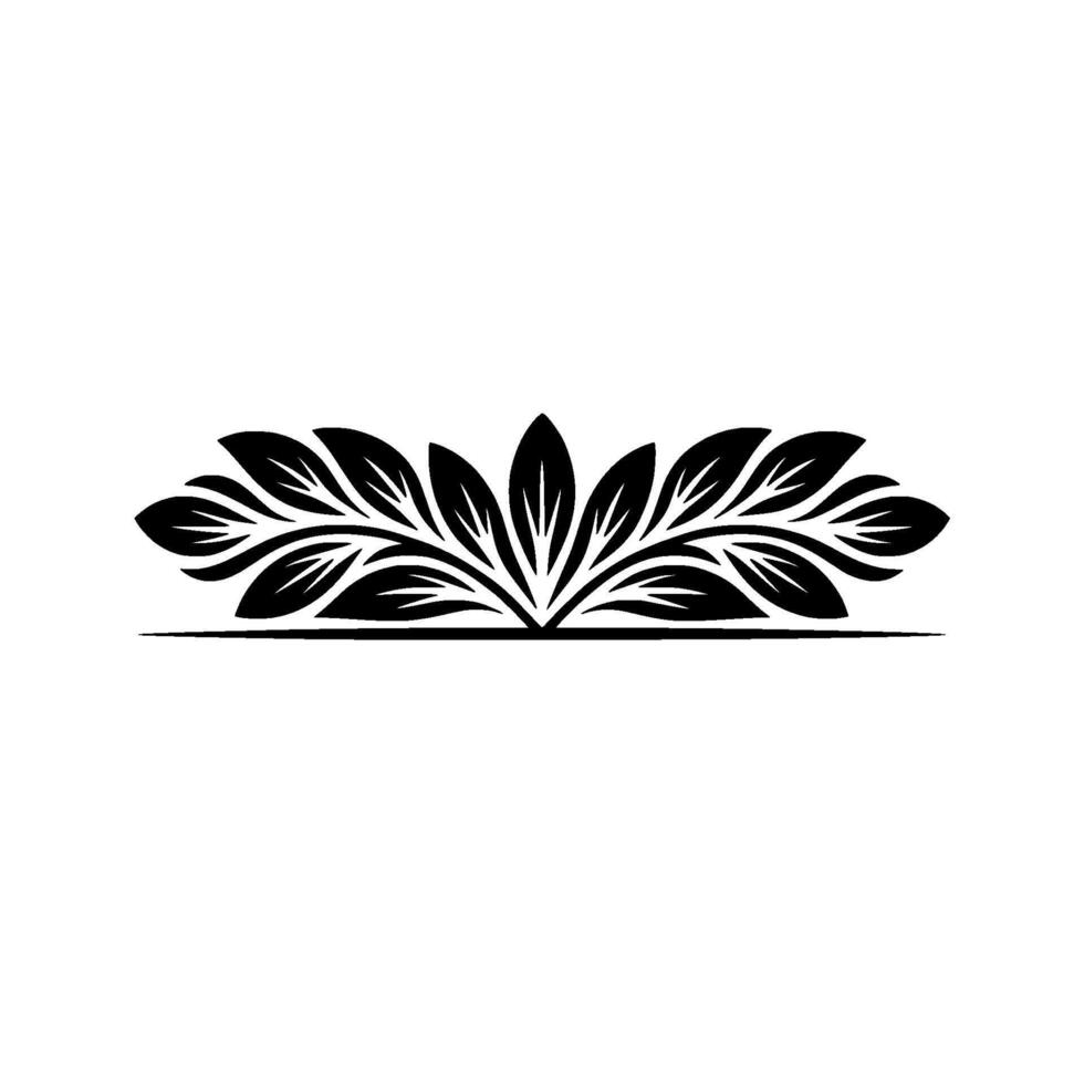 Elegant Black Leaf Flourish on Beige Background vector