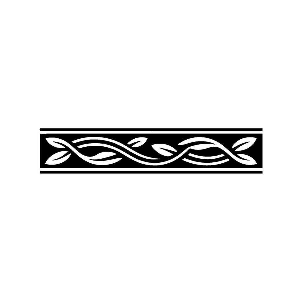 CelticInspired Leaf Border, Elegant Black White Ornament vector