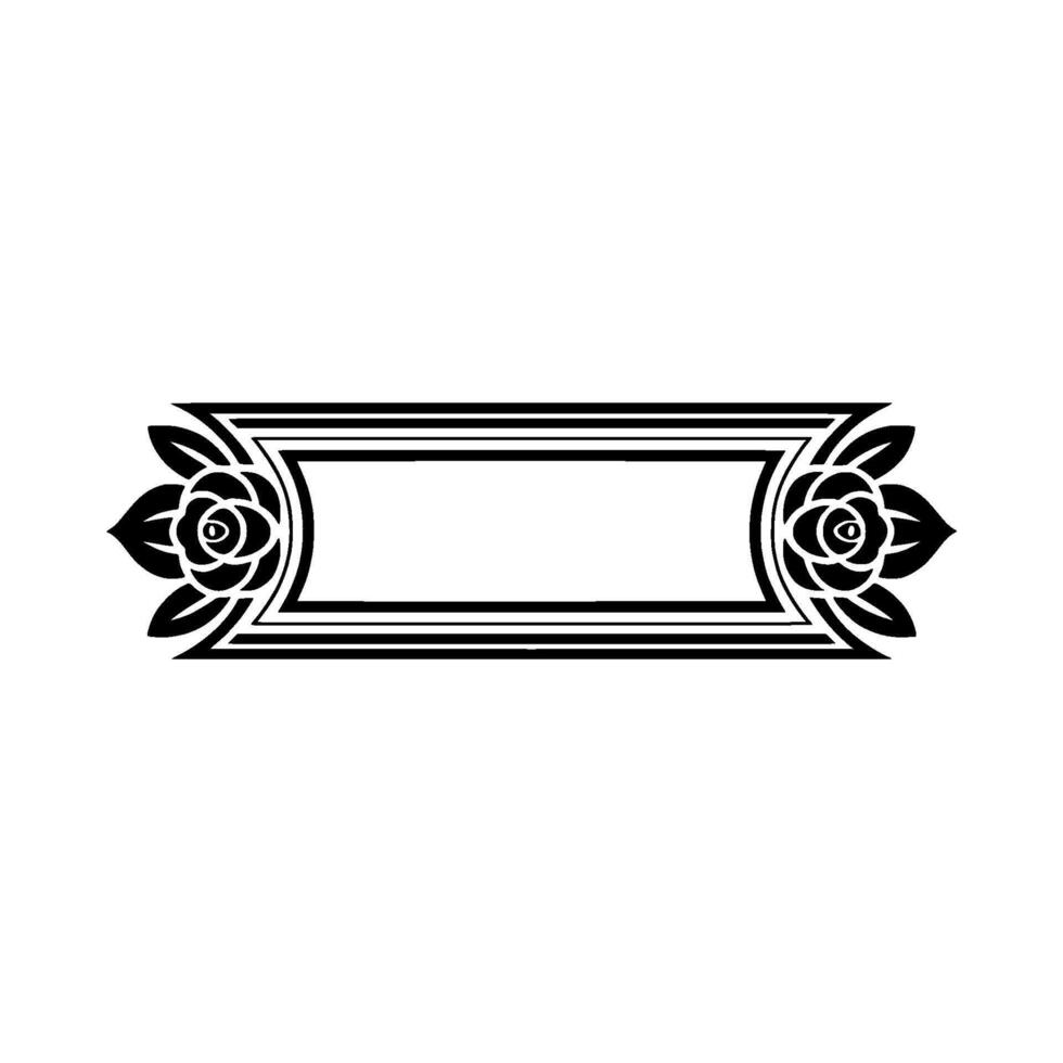 Art Deco Floral Frame Black and White vector